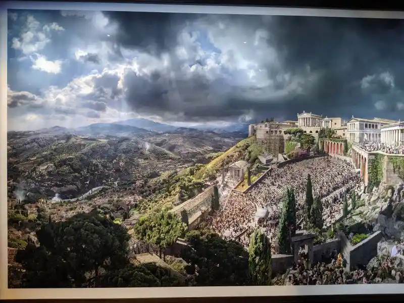 The full view of the theater at the Pergamon site from the panorama located at the Pergamon museum